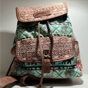 UNIONBAY Brown and Green Geometric Backpack